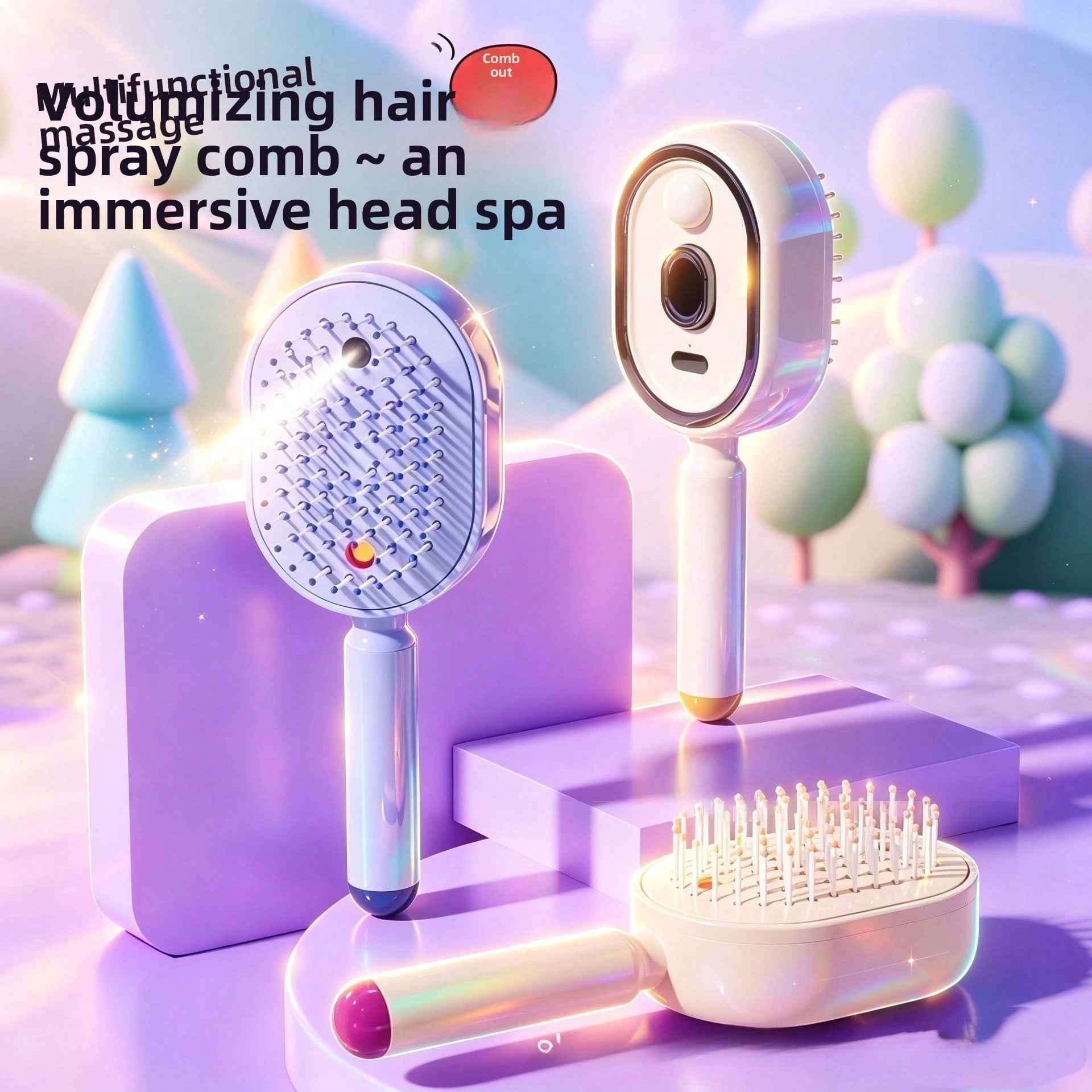 Hair Care Essential Oil Atomizing - مشط تدليك كهربائي بالرش الهوائي، مشط