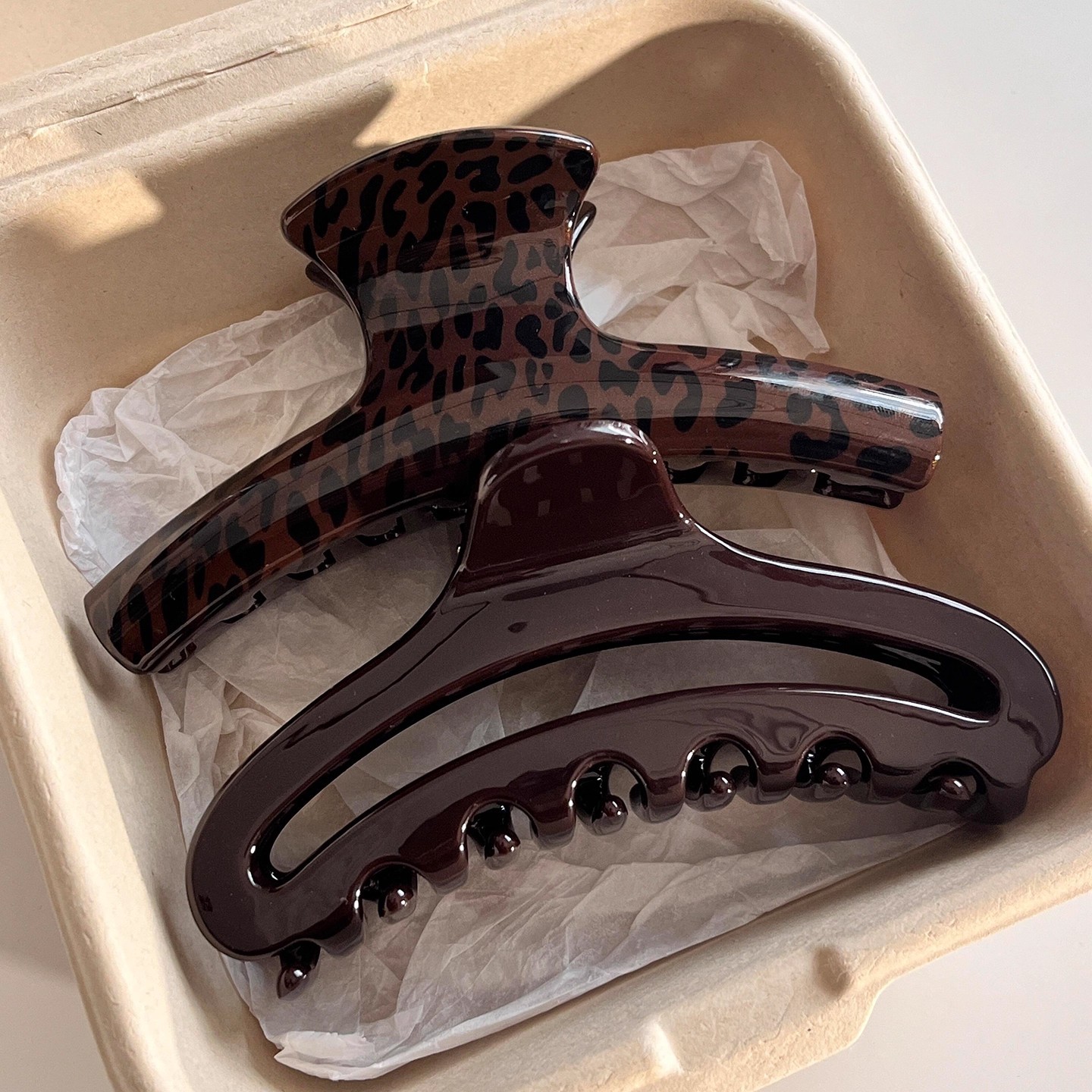 Hair Clip Claw Large - 2 قطعة ليوبارد خمر طباعة قوس