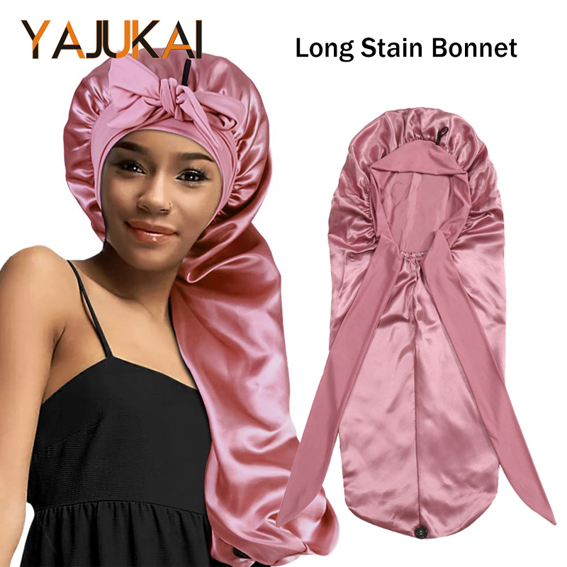 Satin Hair Bonnet - 1 قطعة الأغطية للنساء السود 76