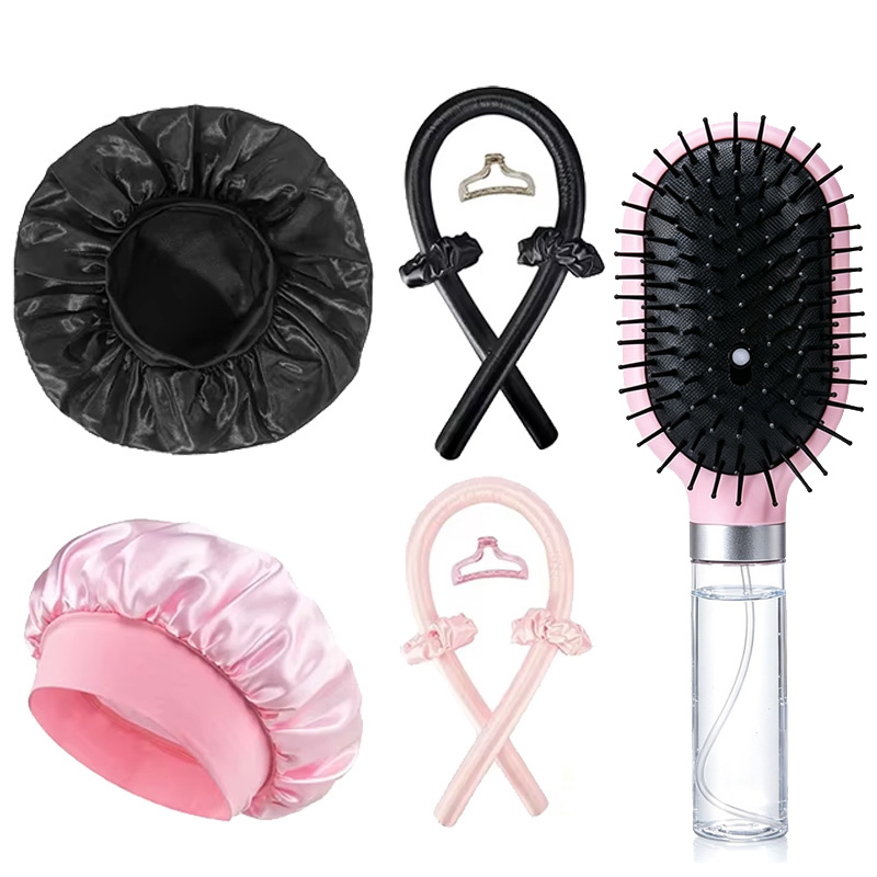 Satin Hair Bonnet - مجموعة أدوات تصفيف الشعر بدون حرارة: