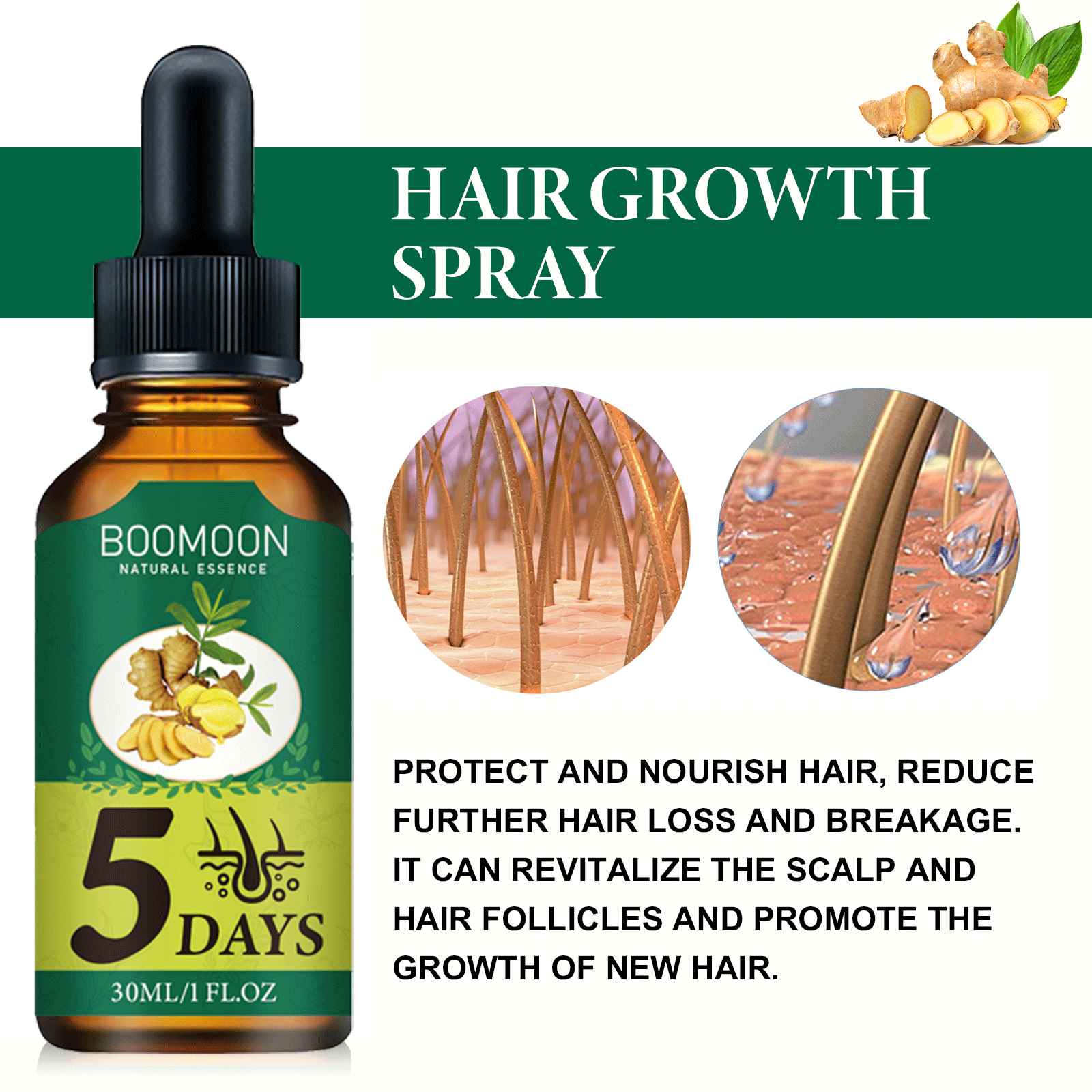 الزنجبيل نمو الشعر جوهر النفط  - مراجعة Hair Care Essential Oil Atomizing وسعره