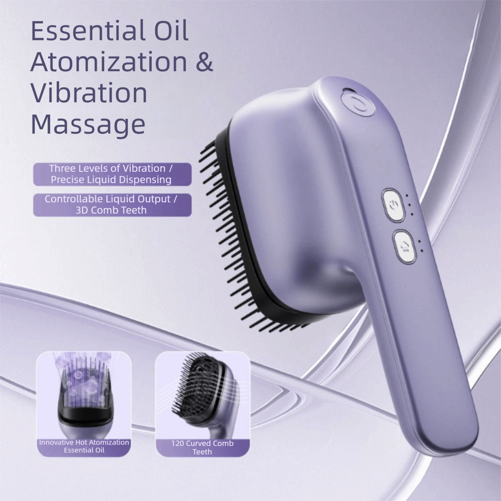 مشط تدليك كهربائي محمول 2 في 1 - مراجعة Hair Care Essential Oil Atomizing وسعره