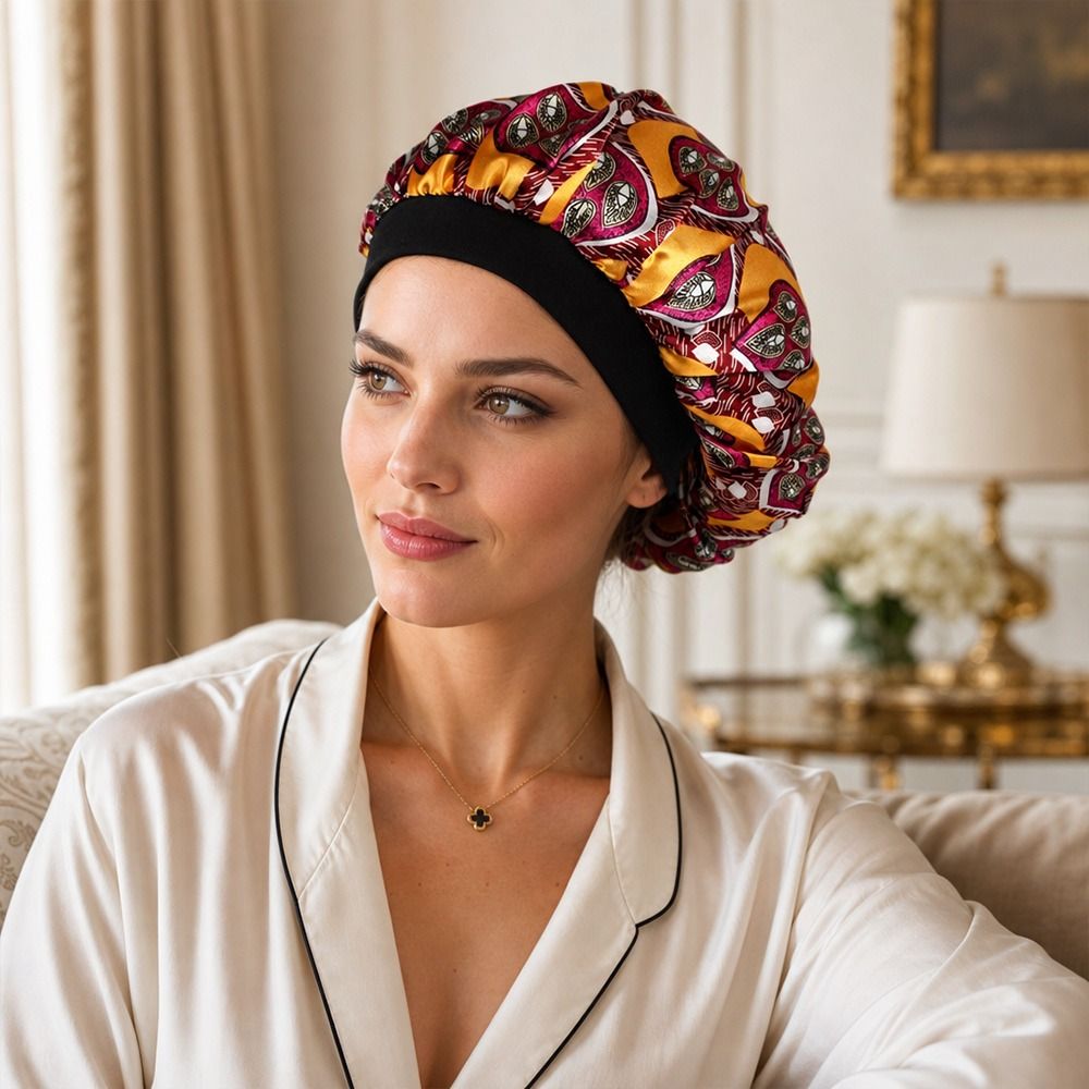 قبعة نوم ساتان ناعمة بنقشة زهو - مراجعة Satin Hair Bonnet وسعره