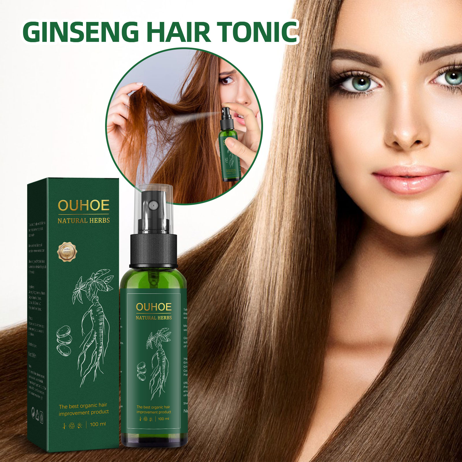 رذاذ الجينسنغ العشبي الطبيعي ل - مراجعة Hair Care Herbal Products وسعره